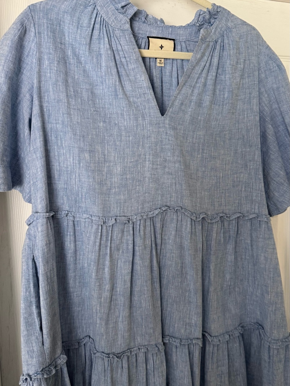 Tuckernuck Sky Blue Tiered V-Notch Mini Dress - Picture 5 of 9